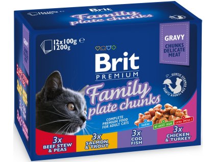 Kapsička Brit Cat Premium Pouches Rodina 12x100g