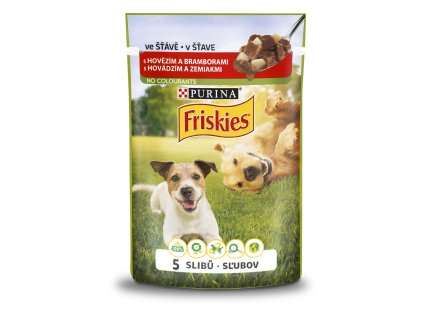 5295 kapsicka friskies pes adult hovezi a brambor ve stave 100g