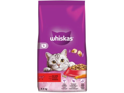 WHISKAS granule s hovädzím mäsom 3,8kg