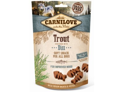 18636 carnilove dog semi moist snack trout with dill 200g
