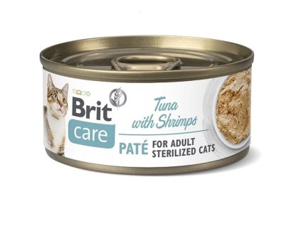 19785 konzerva brit care cat sterilized tuna pate with shrimps 70g
