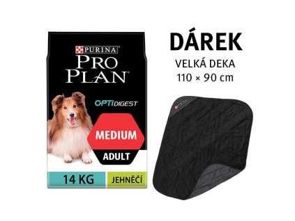 Purina Pro Plan Adult medium OPTIDIGEST jahňacie 14 kg + deka ZADARMO