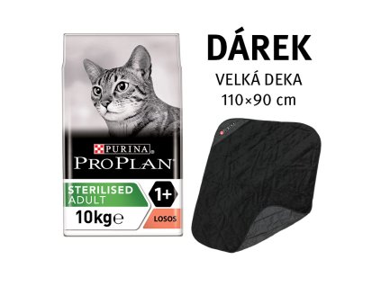 Purina Pro Plan Cat STERILISED losos 10 kg + veľká deka ZADARMO