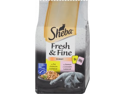 Sheba kapsicka Fresh&Fine mix kure a losos 6x50g