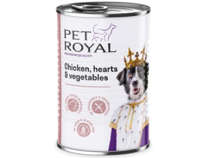 Konzerva Pet Royal kura, srdce a zelenina 400g