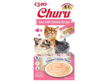 Churu cat mäsové pyré - tuniak, losos 56g