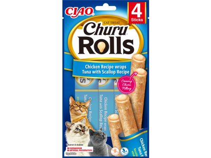 Churu cat tyčinky - kura, tuniak a hrebenatky 40g