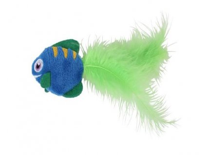Huhubamboo hračka plyšová ryba s perím s šantou mačacie
