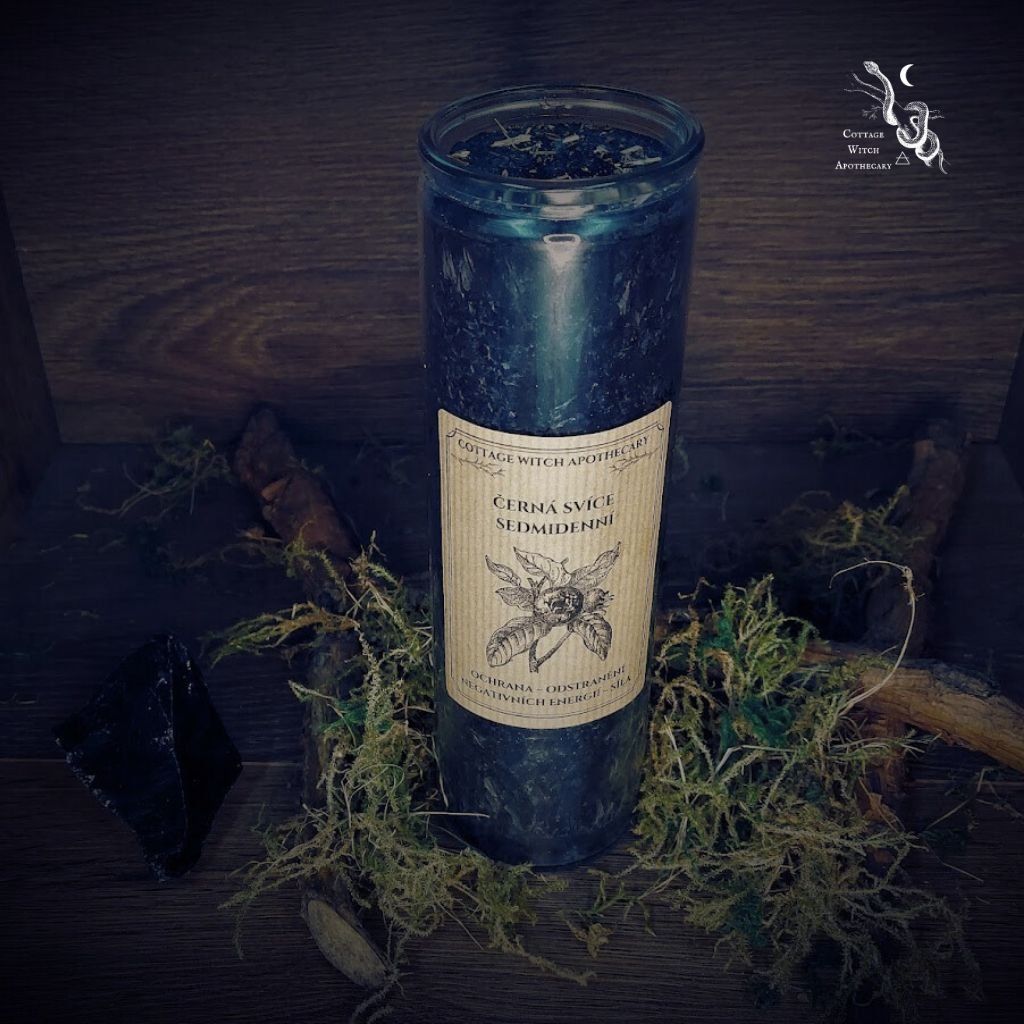 rituální svíce černá vysoká