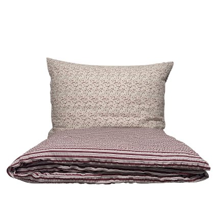 Bavlněné krepové povlečení Bordó kytička s proužkem