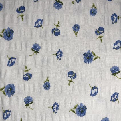 Dekorační látka bavlněný krep Modrá pomněnka