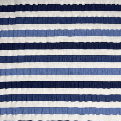 Dekorační látka bavlněný krep Modrá s proužkem