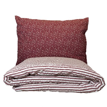 Bavlněné krepové povlečení Bordó kytička s proužkem