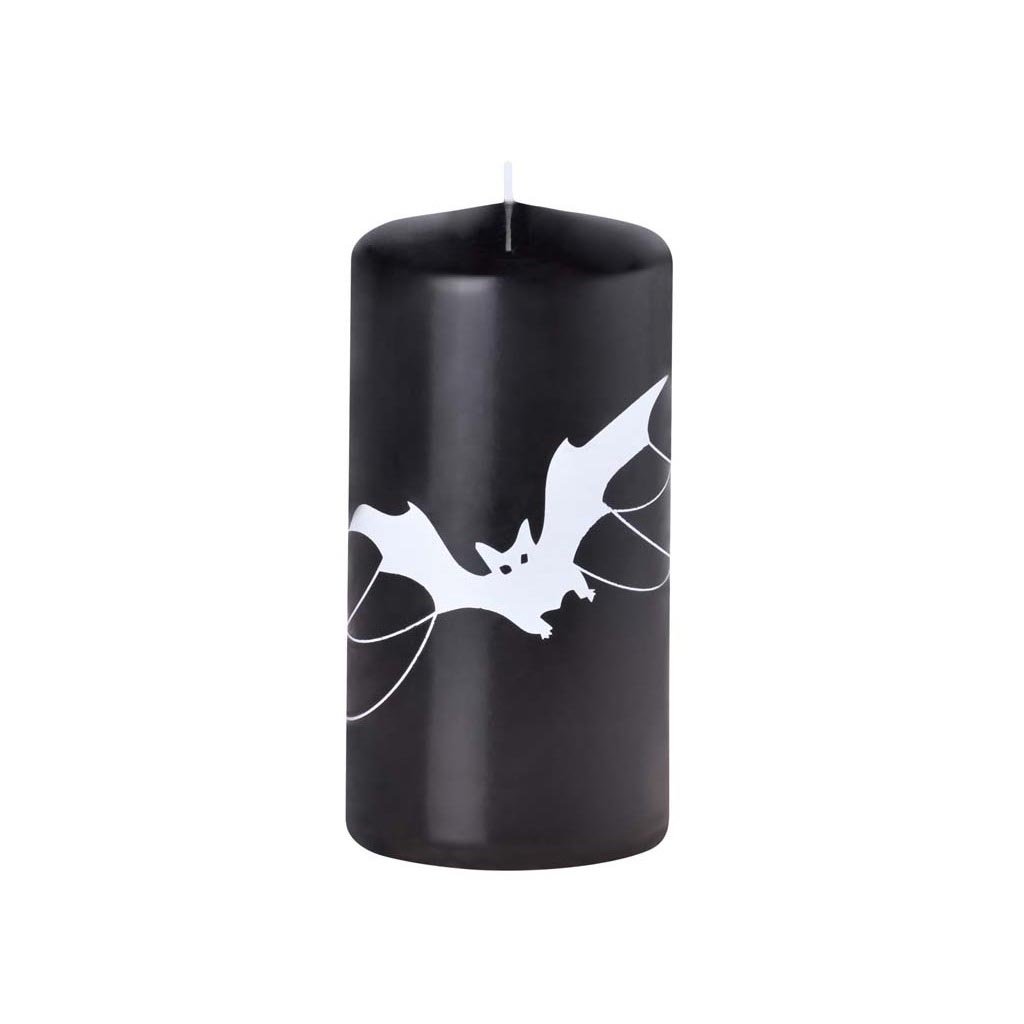 Svíčka Emocio potisk netopýr 6x12 cm, černá