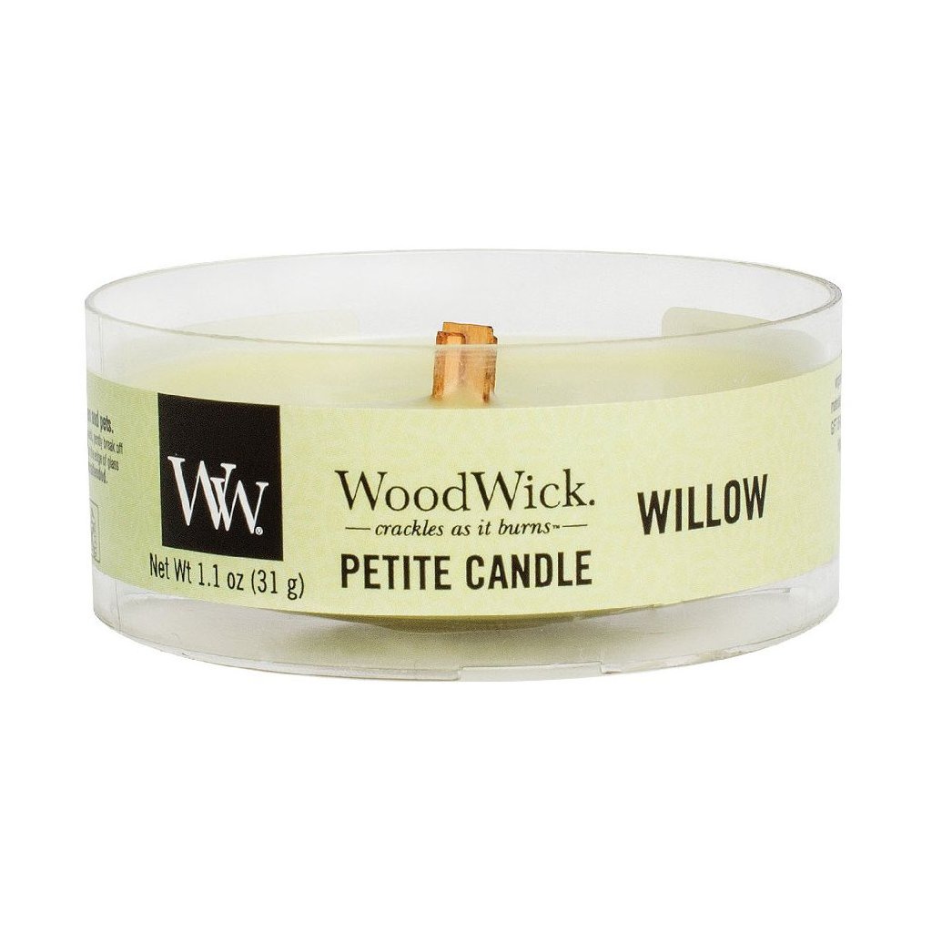 WoodWick - vonná svíčka Petite, Willow (Vrbové květy) 31g