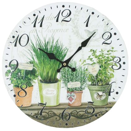 Nástěnné hodiny Bylinky, 34 cm