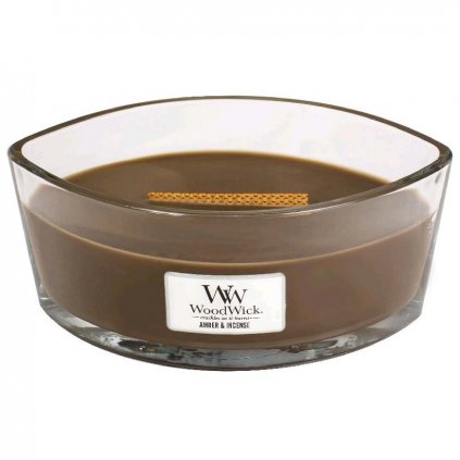 WoodWick - vonná svíčka Amber & Incense (Ambra a kadidlo) 453g