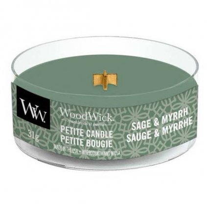 WoodWick - vonná svíčka Petite, Sage & Myrth (Šalvěj a myrha) 31g