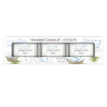 yankee candle clean cotton darkova sada svicky ve skle