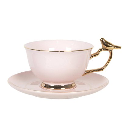 porcelanovy salek s podsalkem 6ce1124 ruzovy 220 ml clayre eef 1