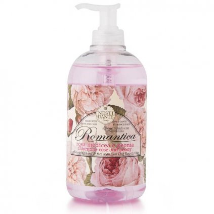 Nesti Dante - přírodní tekuté mýdlo Romantica, Růže s pivoňkou 500 ml