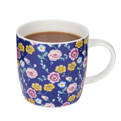 kitchencraft 425ml navy floral china hrnek