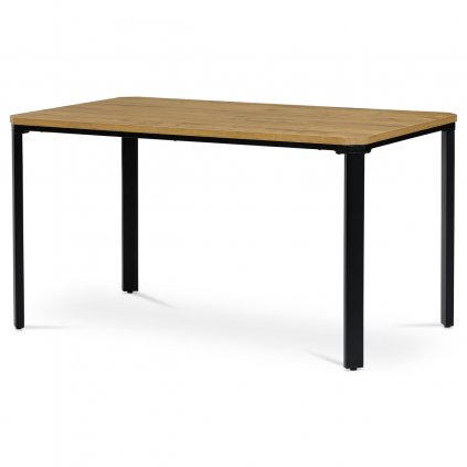 Stůl jídelní, 140x80 MDF deska, dýha divoký dub, kovové nohy, černý lak