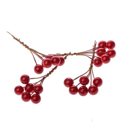 Umělý svazek červených bobulí - sada 4 ks