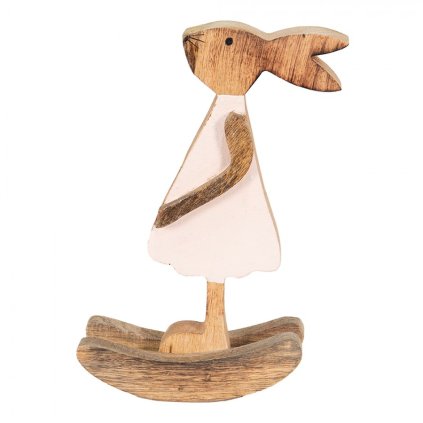 Dekorativní dřevěná figurka houpací zajíček 14x25 cm