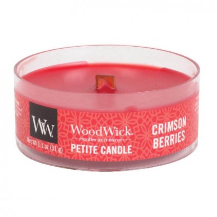 WoodWick - vonná svíčka Petite, Crimson Berries (Červená jeřabina) 31g