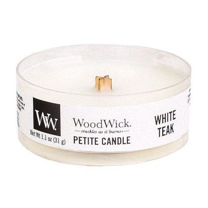 WoodWick - vonná svíčka Petite, White Teak (Bílý teak) 31g