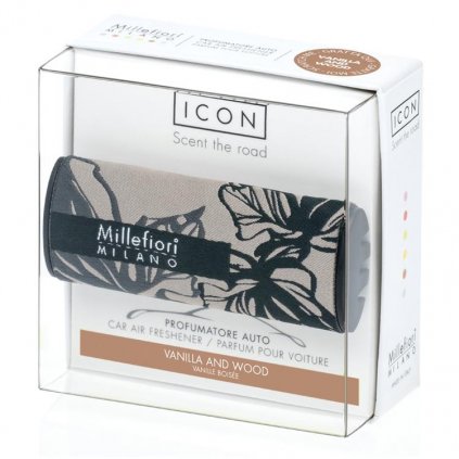 Millefiori Milano - ICON vůně do auta Vanilla & Wood, textilní potah Floral 47g