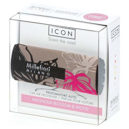 Millefiori Milano - ICON vůně do auta Magnolia Blossom & Wood, textilní potah Floral 47g