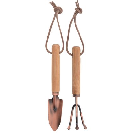 Esschert Design - zahradnické mini nářadí, dřevo + měděná ocel, set 2 ks
