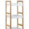 Regál, 4 police, masiv bambus, přírodní odstín, MDF, bílý matný lak, nosn. 12 kg