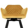 Jídelní židle, potah žlutá sametová látka, kovové nohy, černý matný lak