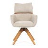 Židle jídelní, béžová látka, 360° vratný mechanismus, masiv jasan