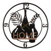 Hodiny nástěnné - "HOME", kov a MDF, černé, 60 cm