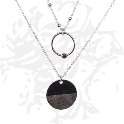 Sada CIRCLE choker a medailonek (Barva stříbra Pozlacené stříbro 925 / 1000, Délky řetízků DELŠÍ - Kuličkový řetízek 42 - 47 cm a medailonek 50 cm)