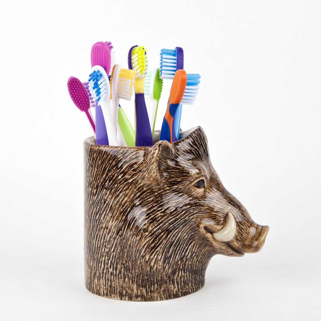quail ceramics wild boar pencil pot 01