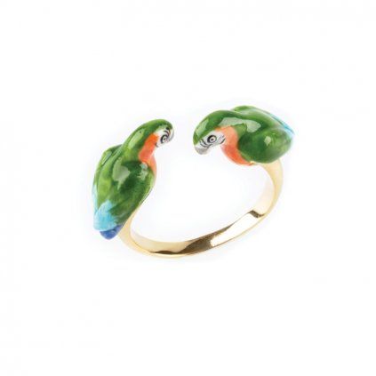 33615 green parrot face to face prsten