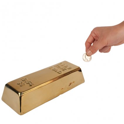 kikkerland kasicka ceramic gold bar pb17 action