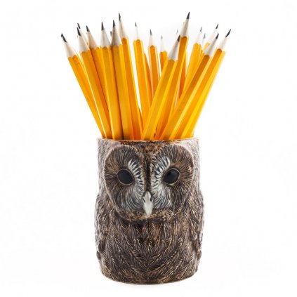 quail ceramics tawny owl pencil pot 01