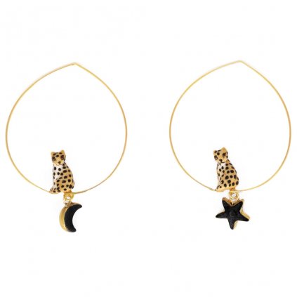 nach leopard star&moon hoop earrings j459