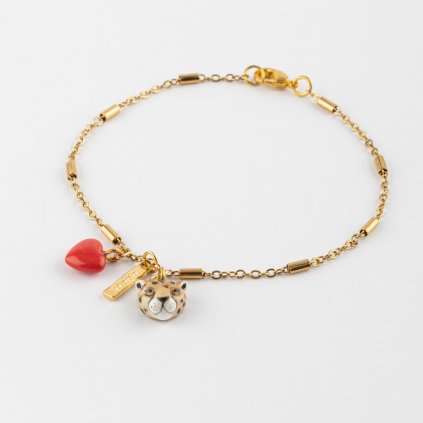 nach leopard head red heart chain bracelet d280