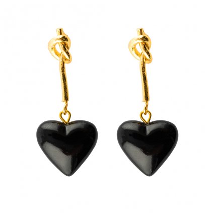 nach black heart pendant earrings j727