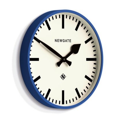 newgate number three matt blue railway wall clock side view
