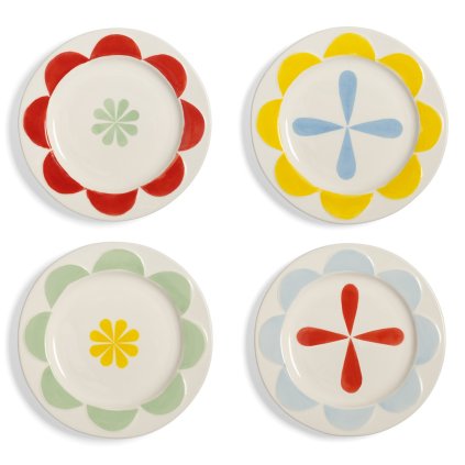 plate folk small set of 4
