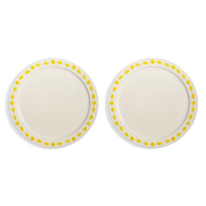 plate folk yellow large set of 2 2190 01