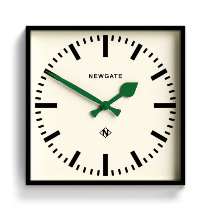 newgate number five railway wall clock in black with green hands numfiv390kvg zoom